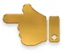 Gold pointing hand icon highlighting the next step in the checkout