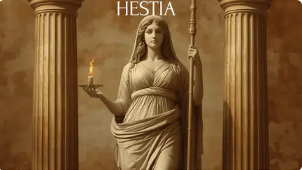 Illustration of Hestia, goddess of the hearth, representing the Generator aura in True Sidereal Human Design — warm, magnetic, and Sacral‑powered.