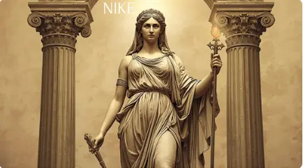 Depiction of Nike, winged goddess of victory, symbolizing the Manifestor aura — initiating, forceful, and built to move first.