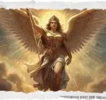 An angelic figure with radiant wings and luminous armor, surrounded by golden celestial light, embodying the protective, sensory intelligence of the Primary Health System and the body’s innate way of digesting life in True Sidereal Human Design.