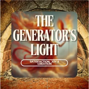 The Generator Light Graphic: Radiant golden light beam expanding outward symbolizing satisfaction, joy, and creation.