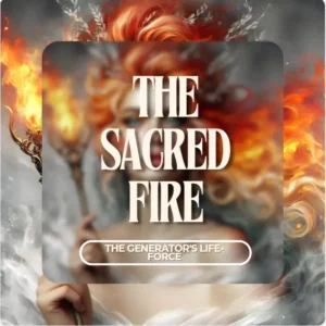 The Sacred Fire Graphic: Orange and gold glowing hearth fire representing the Sacral motor energy of the Generator.