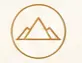 Gold line icon of mountains symbolizing expansion and new horizons